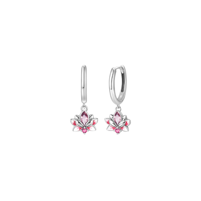 Plata S925 - Pendientes Solidarios "Flor de Loto Rosada" - LM®