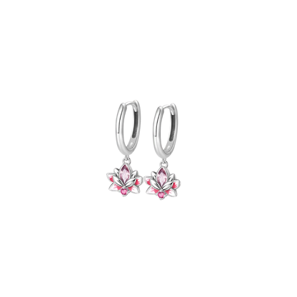 Plata S925 - Pendientes Solidarios "Flor de Loto Rosada" - LM®
