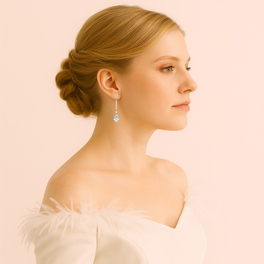 Acero y Plata S925 - Pendientes "Cascada Cristalina" - LM®