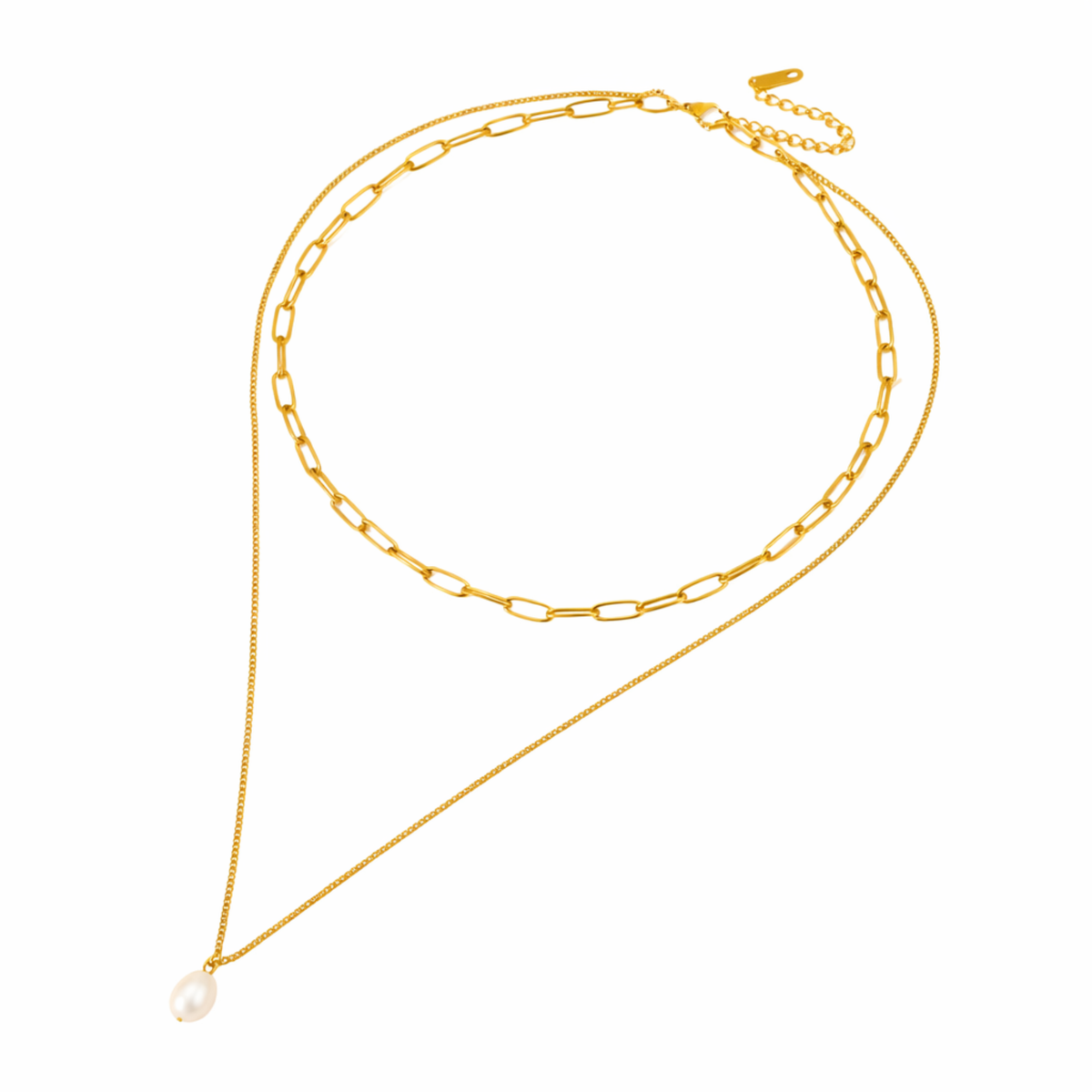 Oro 18K - Collar doble “Perla de Río” - LM®