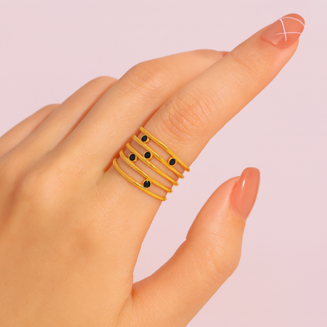 Oro 18K - Anillo “Espiral Nocturna” - LM®