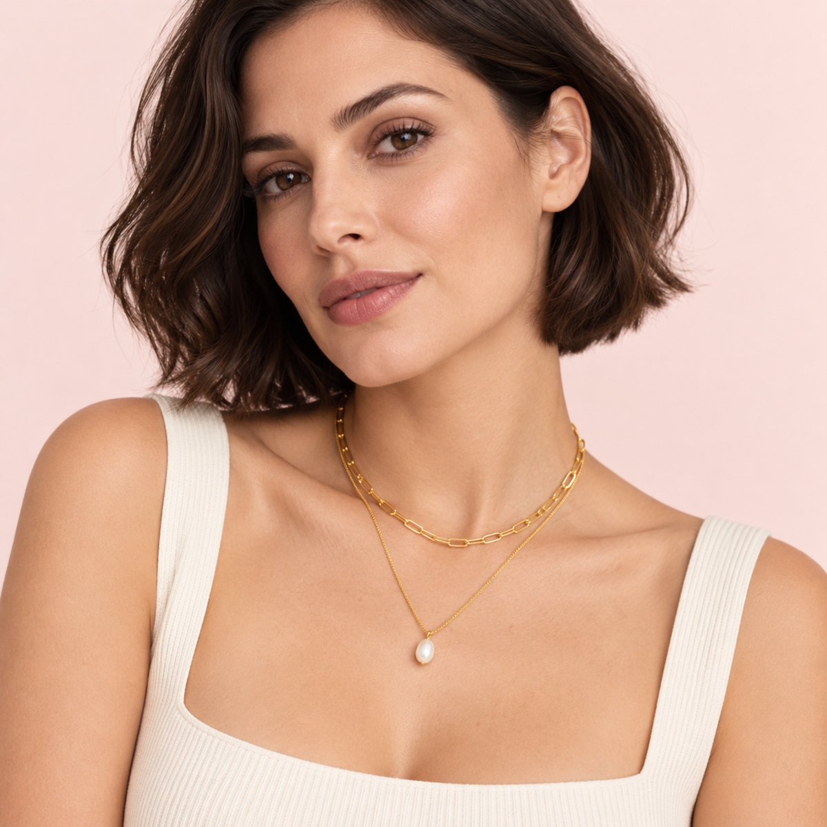 Oro 18K - Collar doble “Perla de Río” - LM®