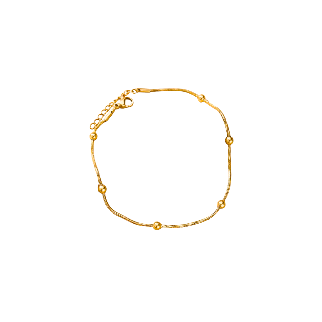 Acero inoxidable - Tobillera Dorada Esferas - LM®
