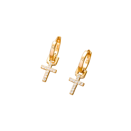 Acero Inoxidable - Pendientes Cruz Brillante - LM®