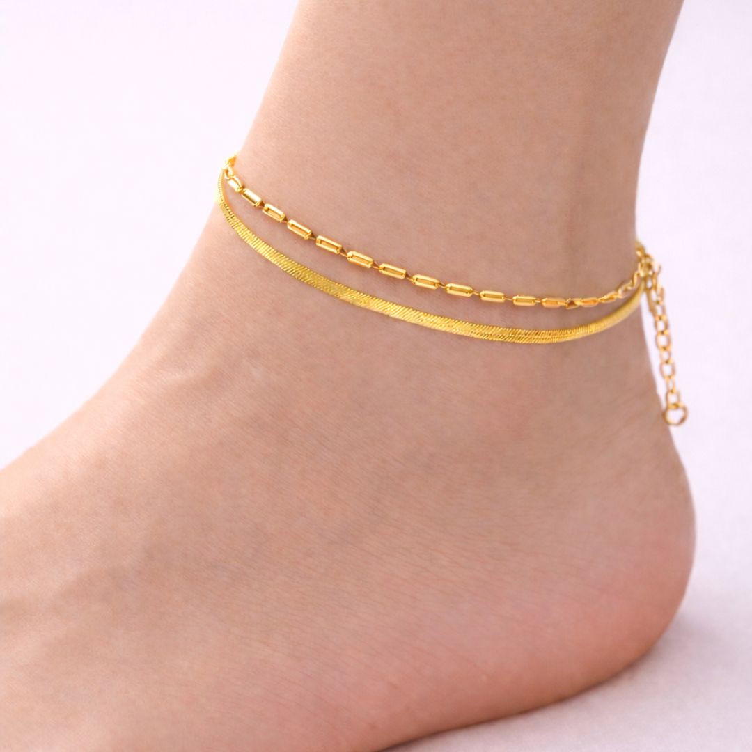 Oro 18K - Tobillera ”Golden Duo" - LM®