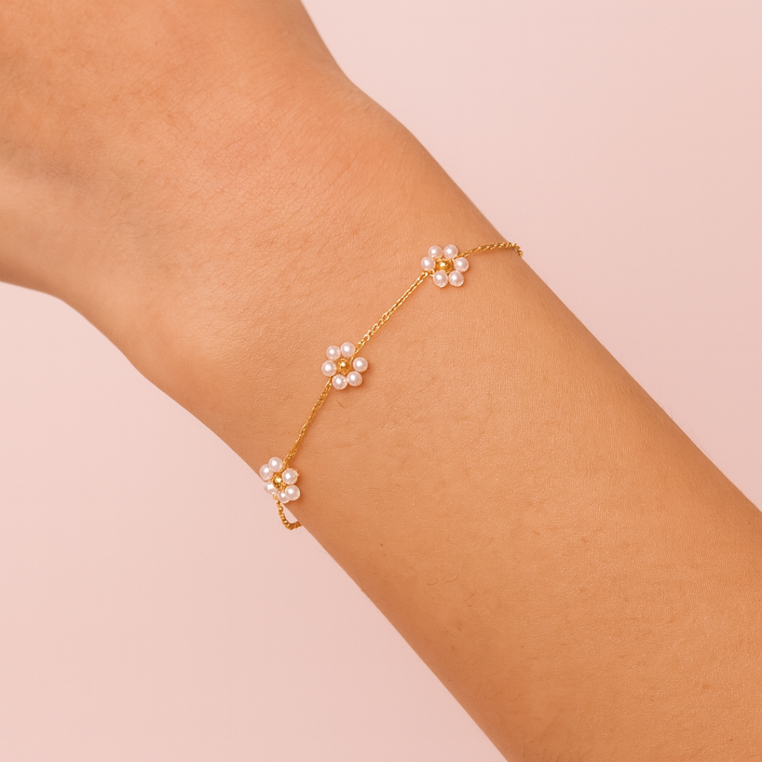 Oro 18K - Conjunto “Pearl Flowers” - LM®