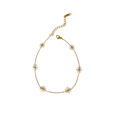 Oro 18K - Tobillera ”Pearl Flowers" - LM®