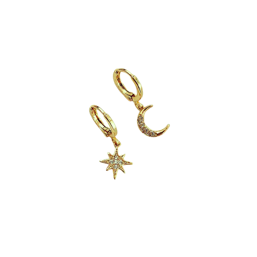 Acero y Plata S925 - Pendientes Luna & Estrella - LM®