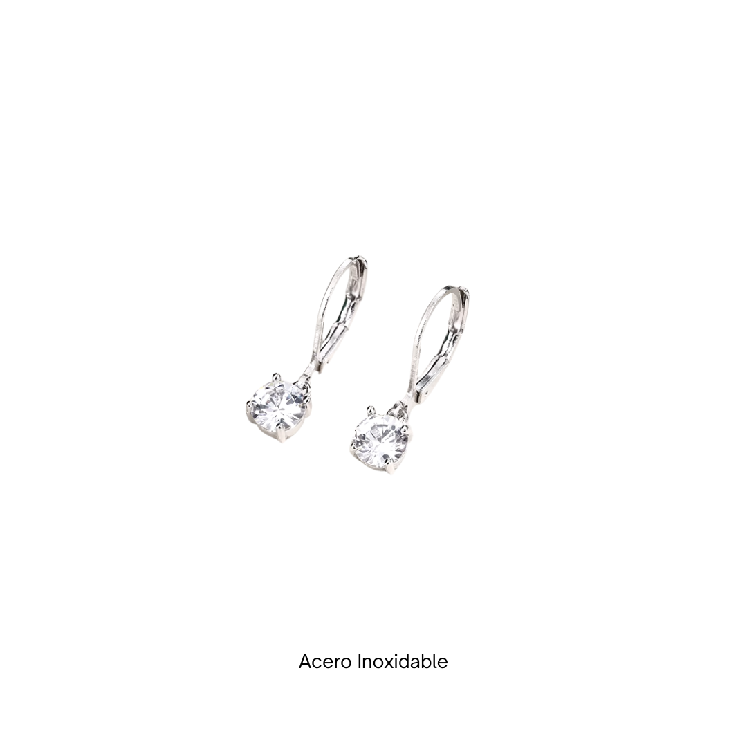 Acero Inoxidable - Pendientes “Solitario Brillante” - LM®