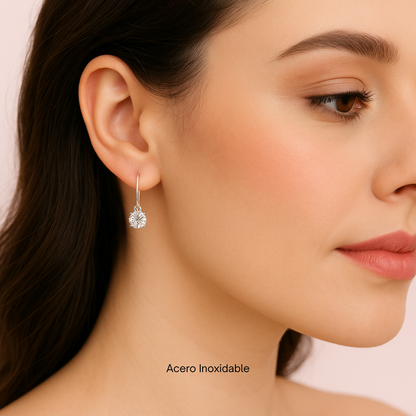 Acero Inoxidable - Pendientes “Solitario Brillante” - LM®