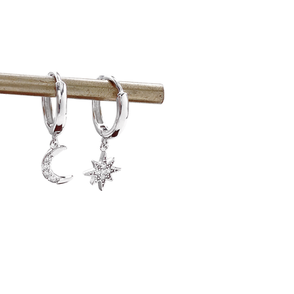 Acero y Plata S925 - Pendientes Luna & Estrella - LM®