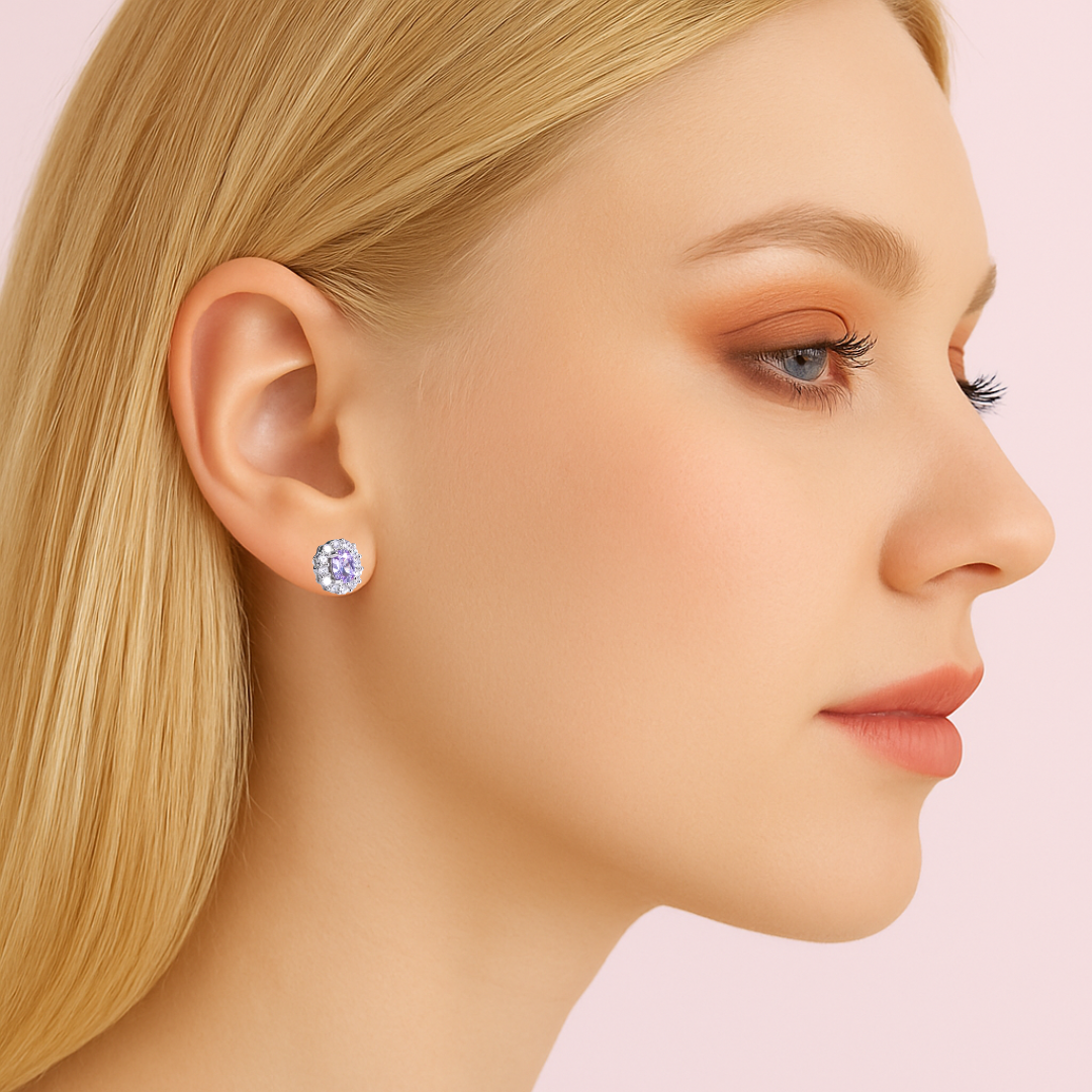 Acero y Plata S925 - Pendientes “Luz Violeta” – LM®