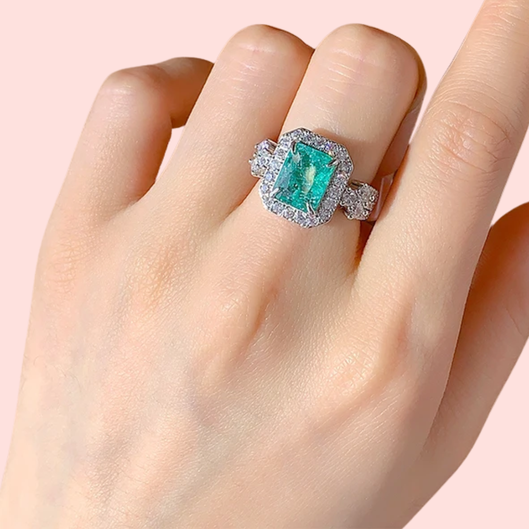 Acero y Plata S925 - Anillo “Esmeralda Radiante” – LM®