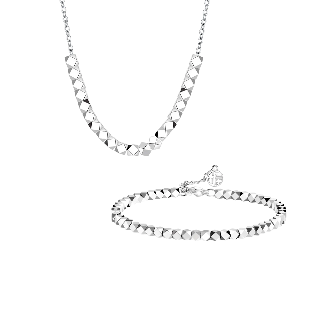 Acero y Plata S925 – Conjunto "Brillos Facetados" – LM®