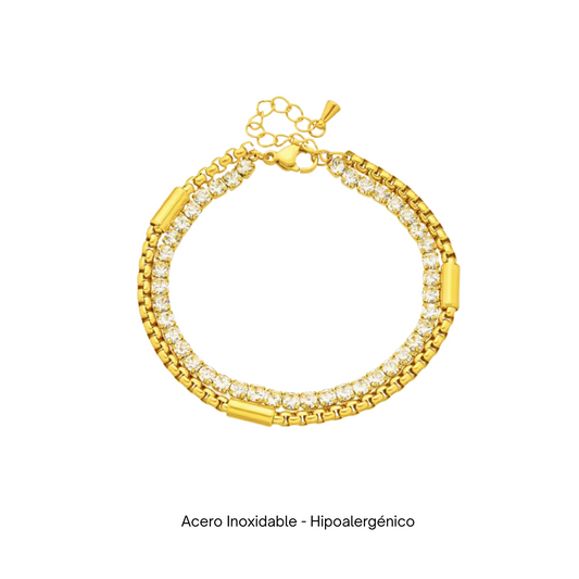 Acero Inoxidable - Pulsera “Elegancia Dorada” - LM®