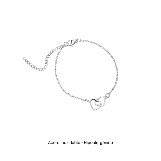 Acero Inoxidable - Pulsera “Doble Corazón” – LM®