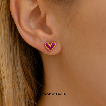 Oro 18K - Pendientes Solidarios “Mini Hearts” - LM®