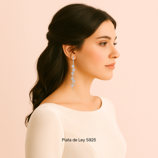 Plata S925 - Pendientes "Cascada Cristalina" - LM®