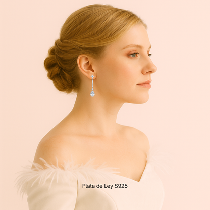 Plata S925 - Pendientes "Cascada Cristalina" - LM®